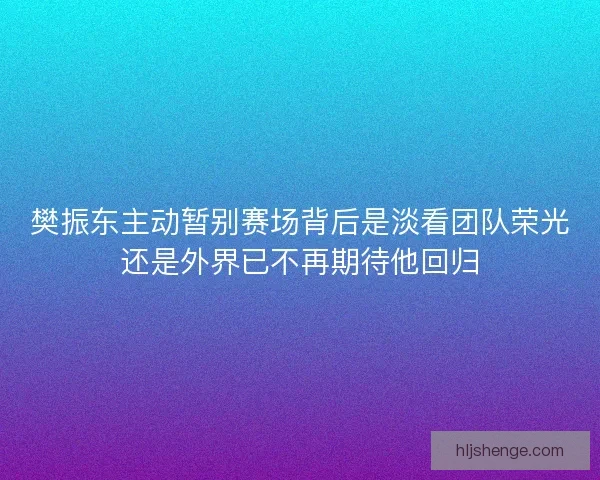 樊振东主动暂别赛场背后是淡看团队荣光还是外界已不再期待他回归