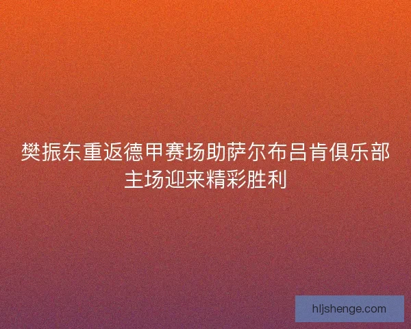 樊振东重返德甲赛场助萨尔布吕肯俱乐部主场迎来精彩胜利