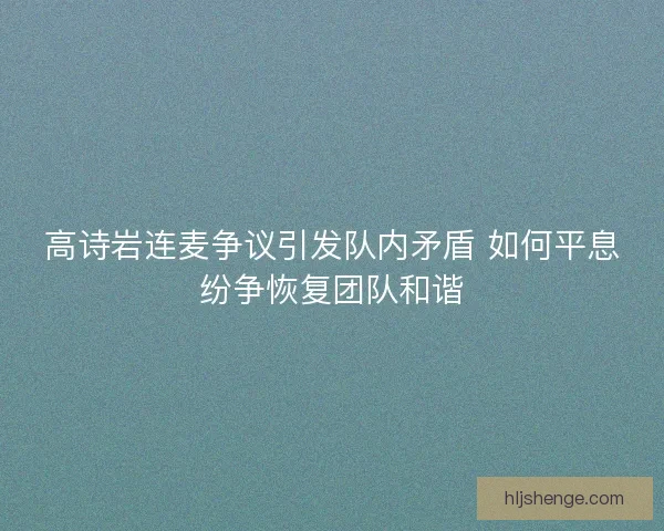 高诗岩连麦争议引发队内矛盾 如何平息纷争恢复团队和谐
